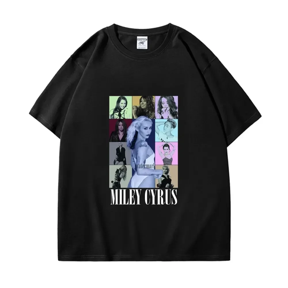 Pop Music Singer Miley Cyrus Graphic T Shirts for Woman Fans Club Vintage Short Sleeve T-shirt Outdoors Street Fashion Tops