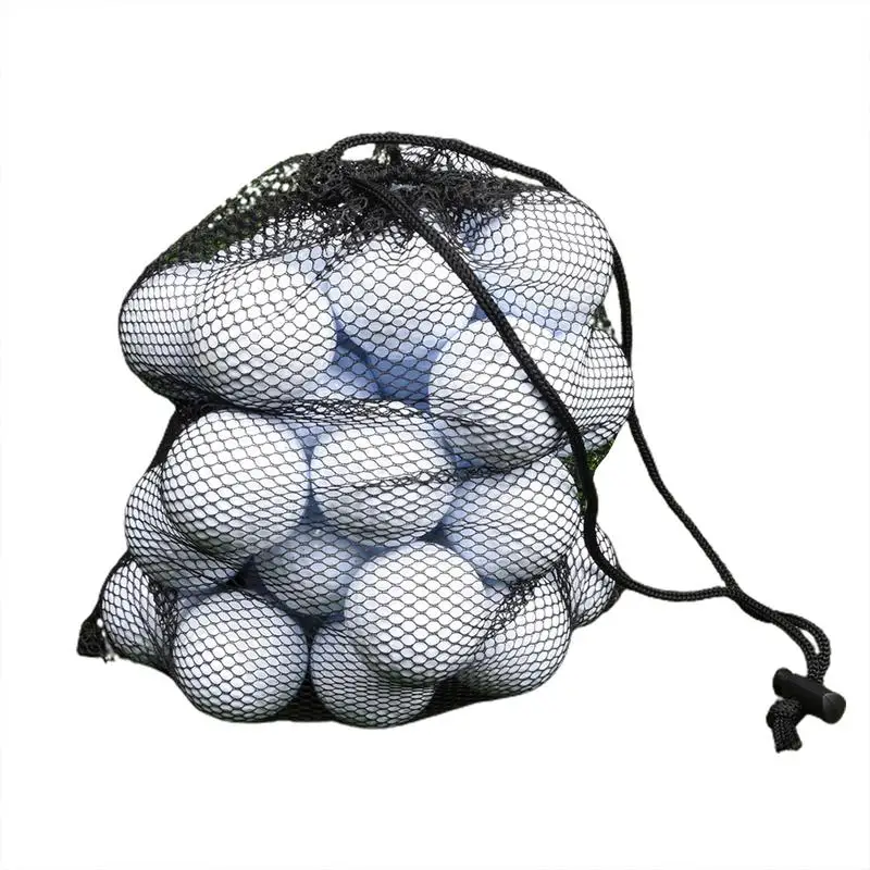 Golf Ball Storage Nylon Mesh Golf Pouch Ball Bag In Drawstring Design Ball Storage Portable Multifunctional Large Capacity Ball