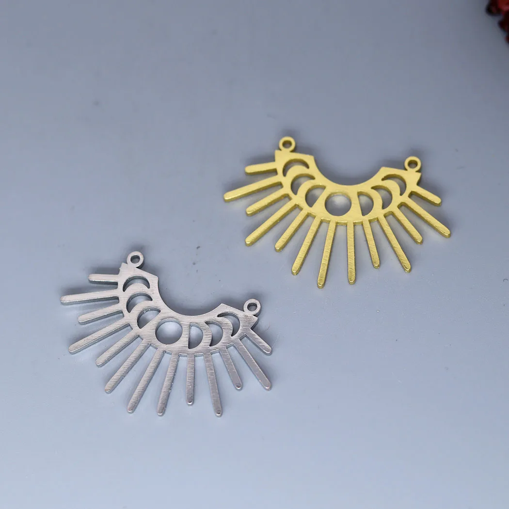 5pcs/lot Crescent Moon Phase Charm Tassels Line Stainless Steel Pendant For Necklace Bracelets Jewelry Making Handmade Crafts
