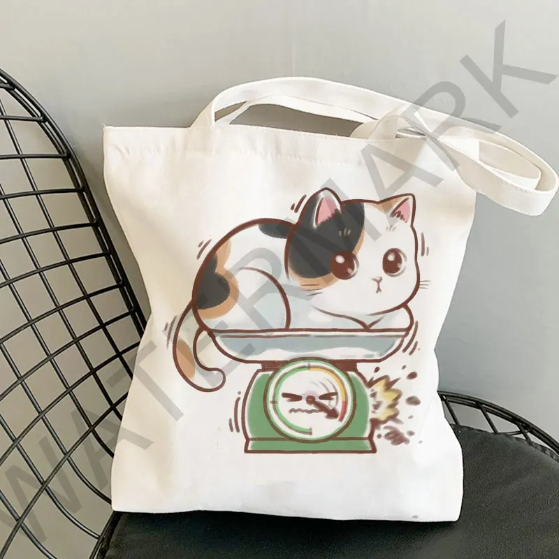 Lady Designer Tote Bags Sumi Black Cat Printed Foldable Eco Handbag Shopping Office Reusable Casual Shoulder Bag Supermarket Bag