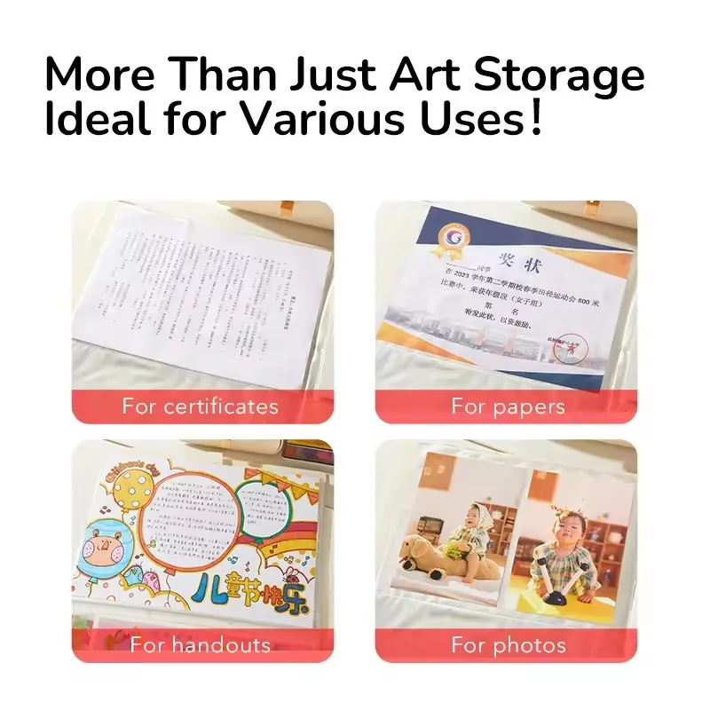 Mideer galeria de criações coloridas a3 a4 livro de armazenamento certificado coleção álbum crianças desenho arte obras coleção