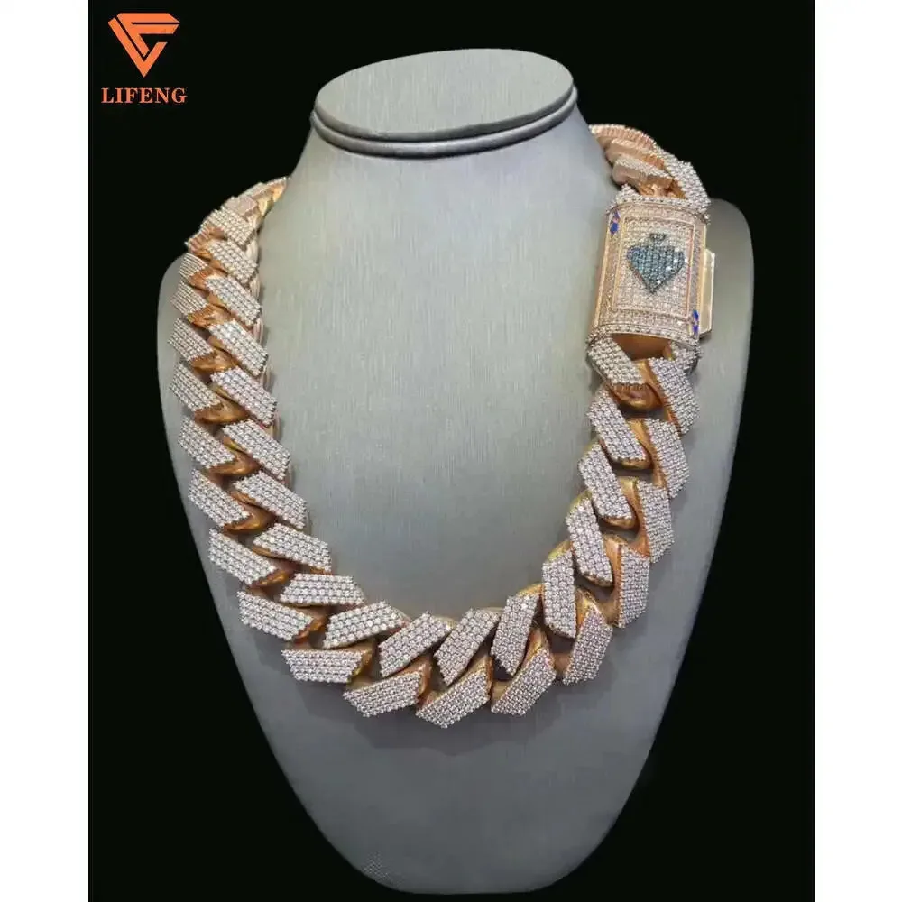 

Big Size Vvs Moissanite Cuban Link Chain Hip-hop Raper Singer Mens Fashion Jewelry Necklace Moissanite Chains with Certificate