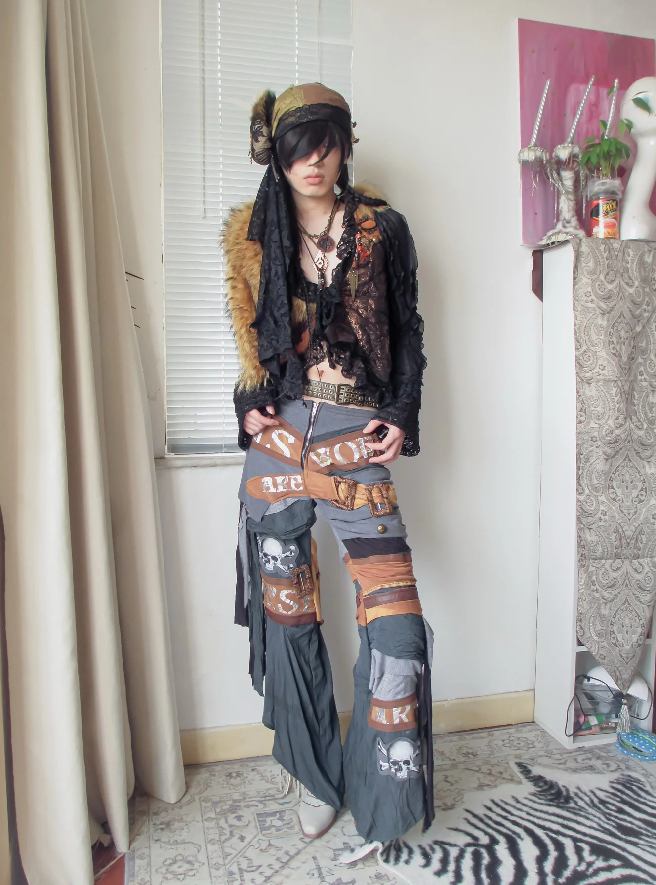 

Cyber Store Ree Irregular Multi-layer Bonding Pants Straight Leg Loose Fit l Waist Elastic Closure Universal Faion