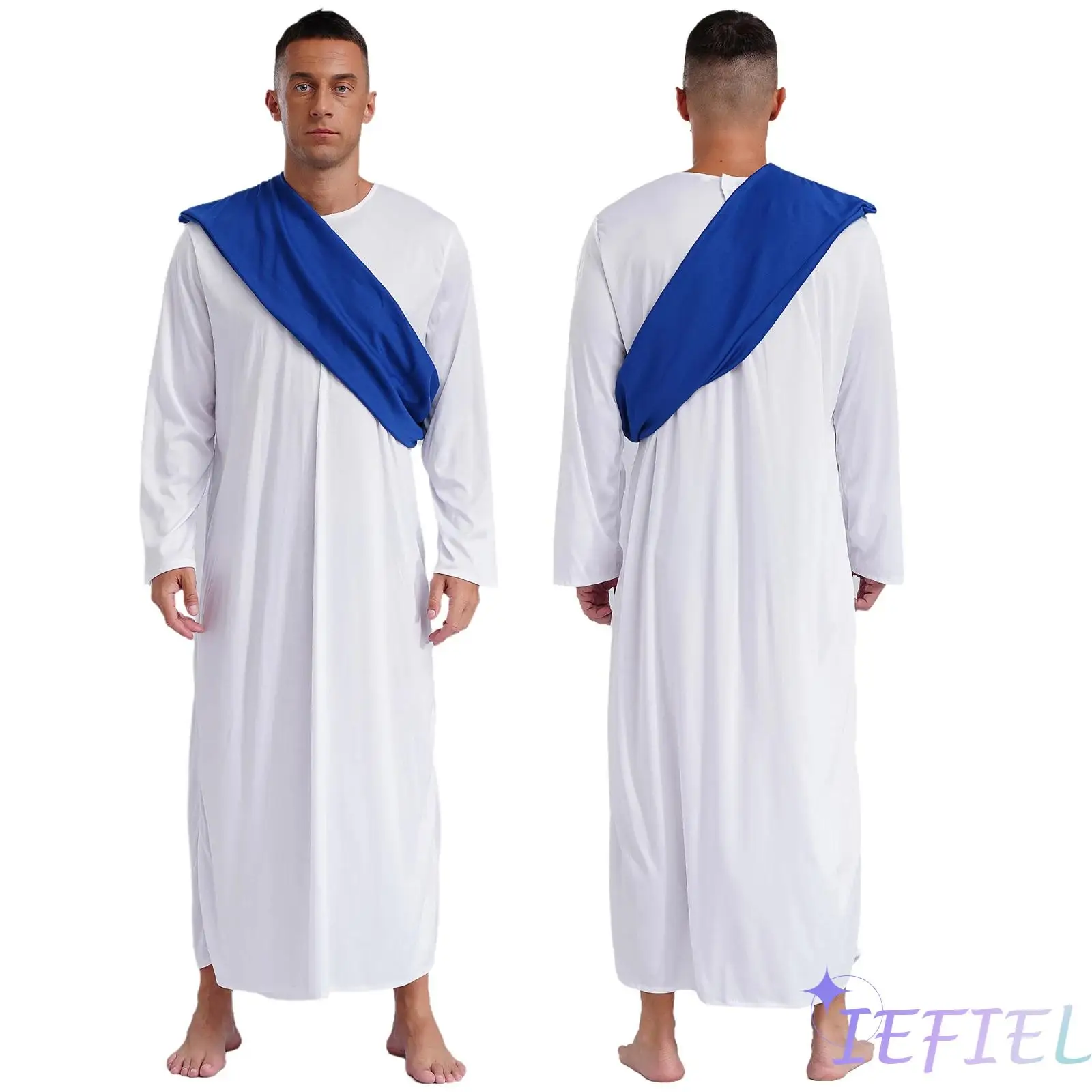 

Mens Ancient Greek Prince Costume Halloween Themed Party Toga Robe Long Sleeve Gown with Shoulder Shawl Role Play Party Costumes