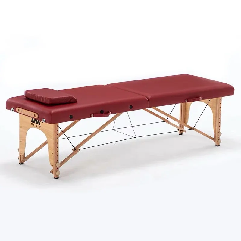 

Fashion Home Furniture Wooden Leather Two Fold Portable Tattoo Beauty Spa Massage Bed Table With Bag Facial Patio Pillows