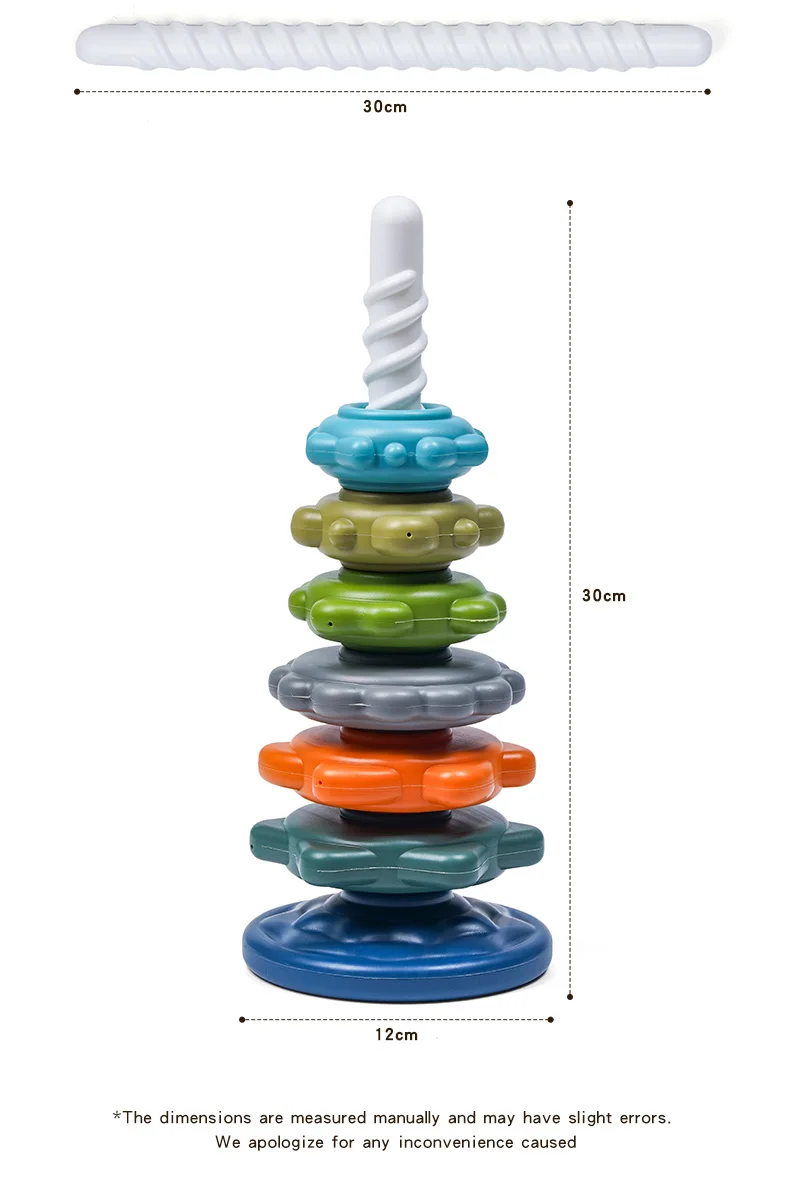 Rainbow Twist and Stack Bunte Nistringe 1-3 Jahre altes Baby und Kleinkind Twist Tower Früherziehung Lernspielzeug, Kinder – Detail 9