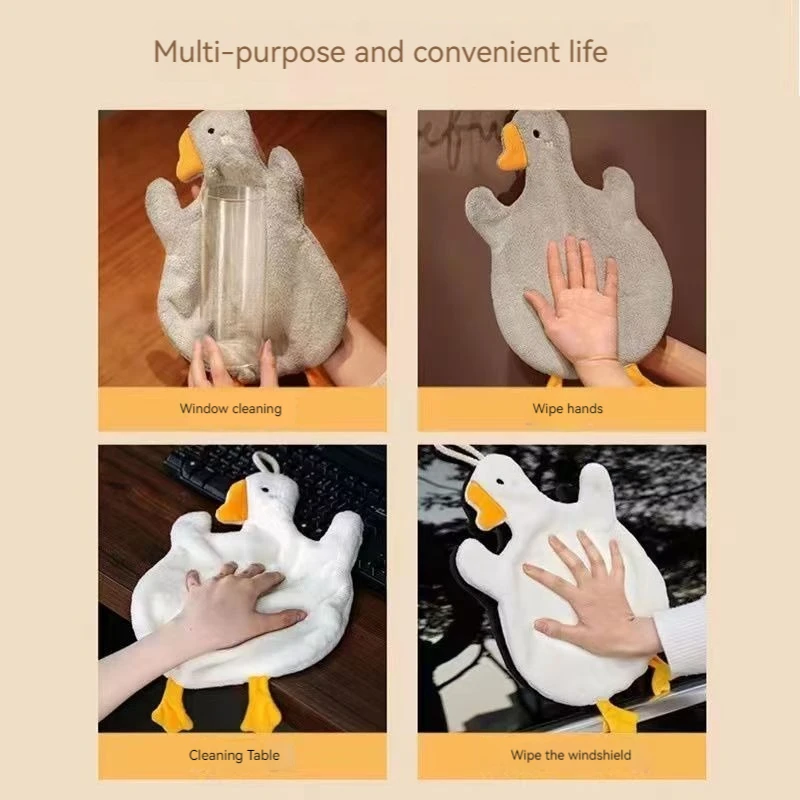 Cartoon Goose Hand Towel Kitchen Bathroom and Toilet Hand Towel Hanging Type with Super Water Absorption Quick Drying It Is Hard view 5