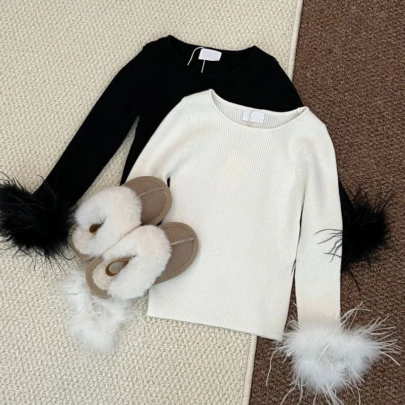 2026 Spring Baby Girls Pure Color Solid T-Shirt with Fluffy Sleeves Kids Casual Thin Long Sleeve Base Tees Childrens Clothes