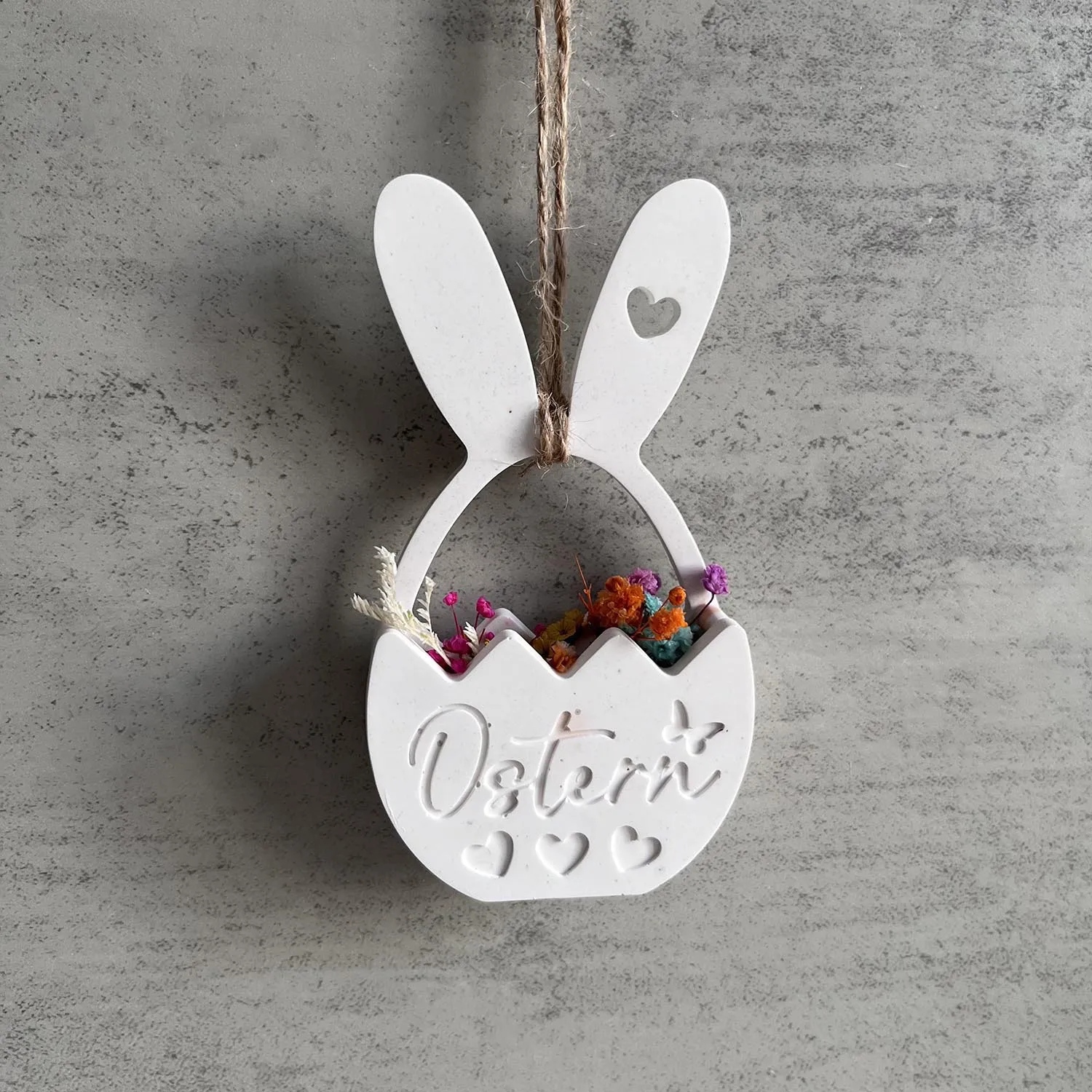 Easter Bunny Egg Floral Basket Silicone Mold DIY Wall Hanging Pendant, Resin/Plaster Casting Decor Holiday Home Craft Supplies