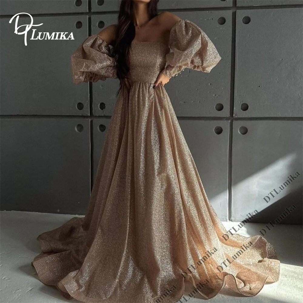 DTLumika Customized Glitter Tulle Princess Gown Long Train Wedding Guest Evening Party Ball Dresses Gala Red Carpet Celebration