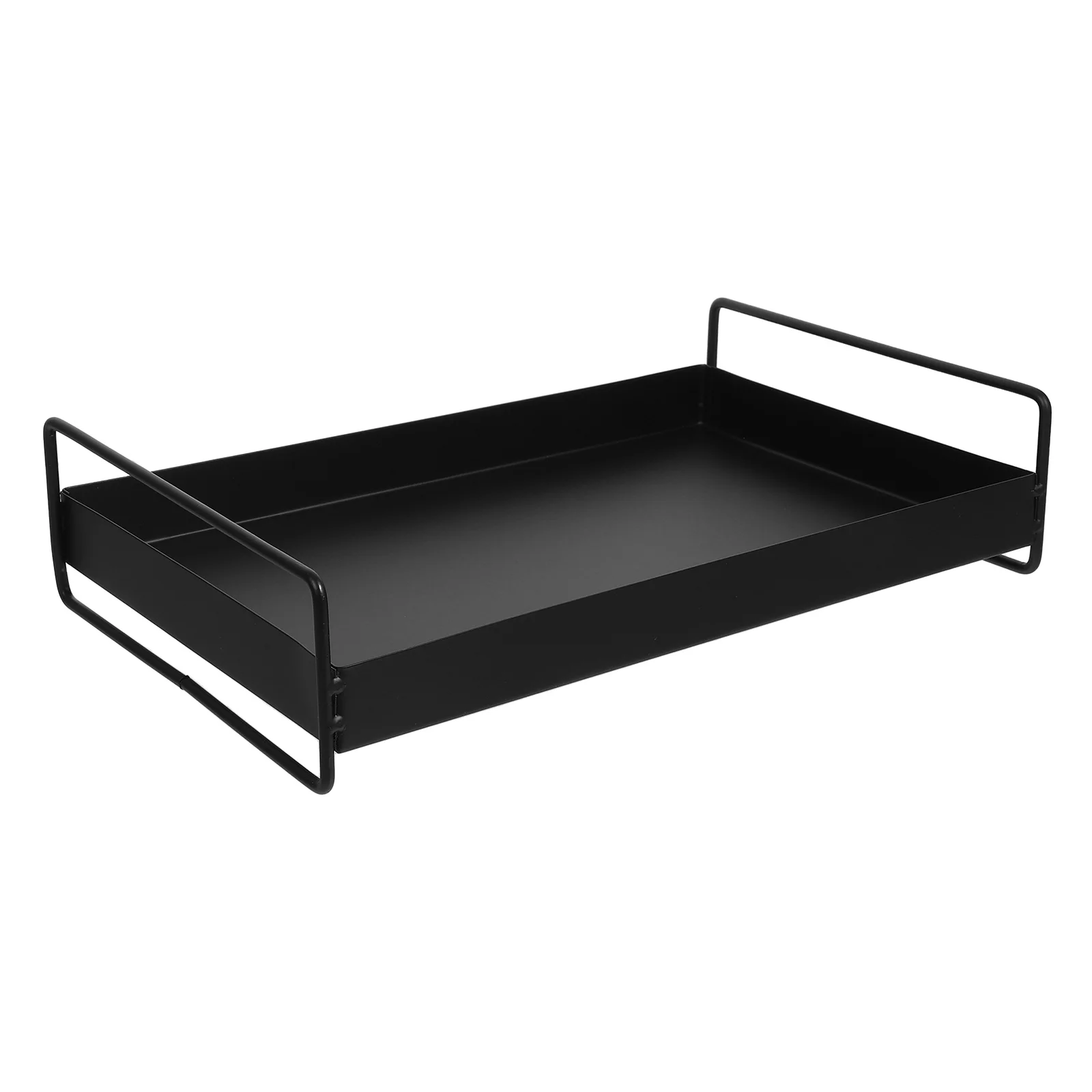 

1pc Portable Metal Serving Tray Rectangular Food Fruit Snacks Tray Side Handles Coffee Table Appetizer Beverage Dessert Platter