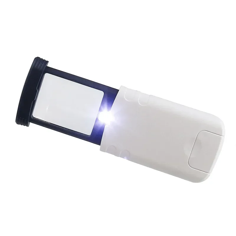 Pull-Out Magnifier Foldable Portable Pocket Loupe with 1 LED Light Handheld 4x Illuminated Lighted Magnifier for Elderly Reading