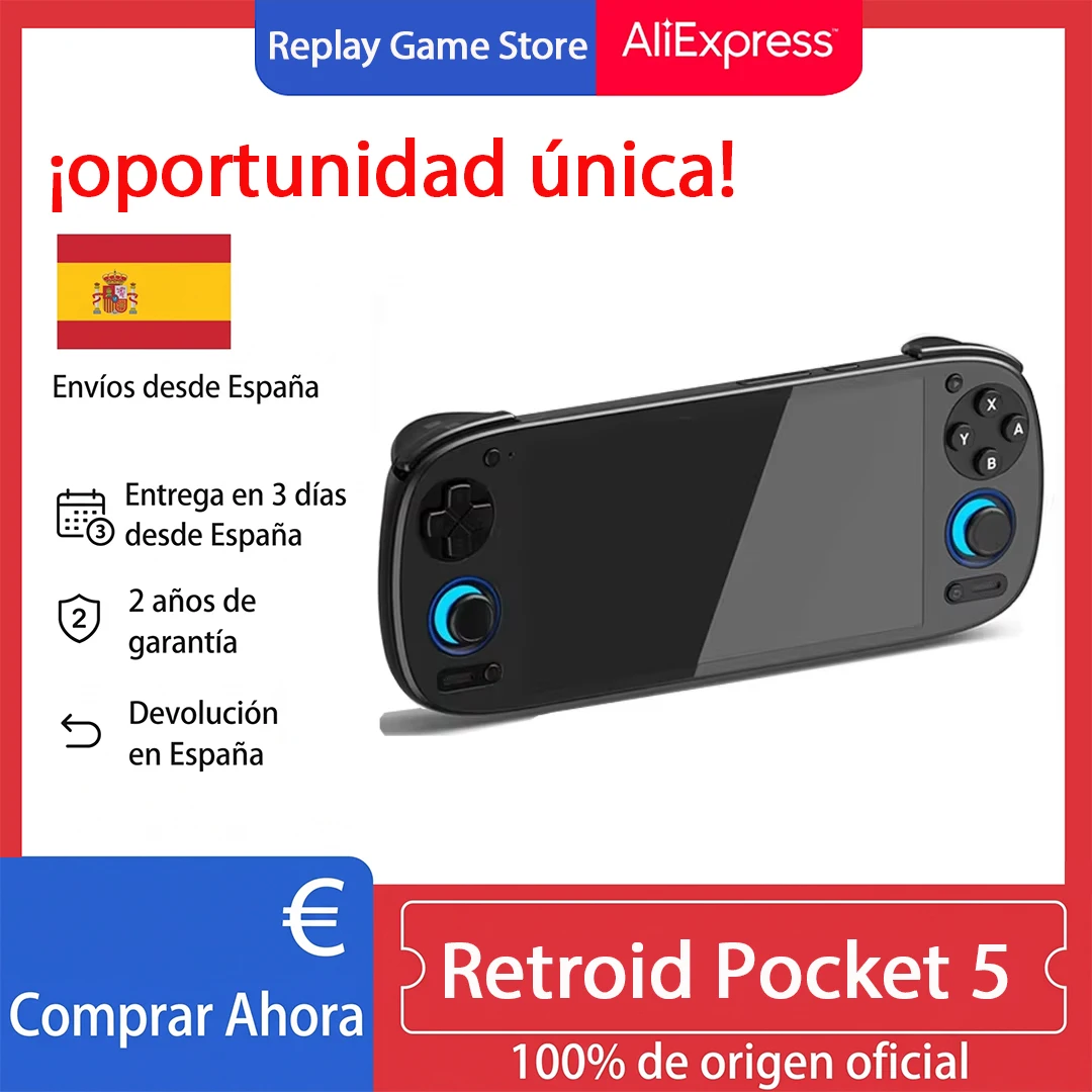 Retroid Pocket 6, Retroid Pocket 5/RP5: consola de videojuegos portátil con pantalla AMOLED de 5,5 pulgadas, resolución 1080P, 120 Hz, procesador Snapdragon 8 Gen 2, batería de 6000 mAh, botones con sensor de efecto Hall y sistema Android para jugar a juegos retro.