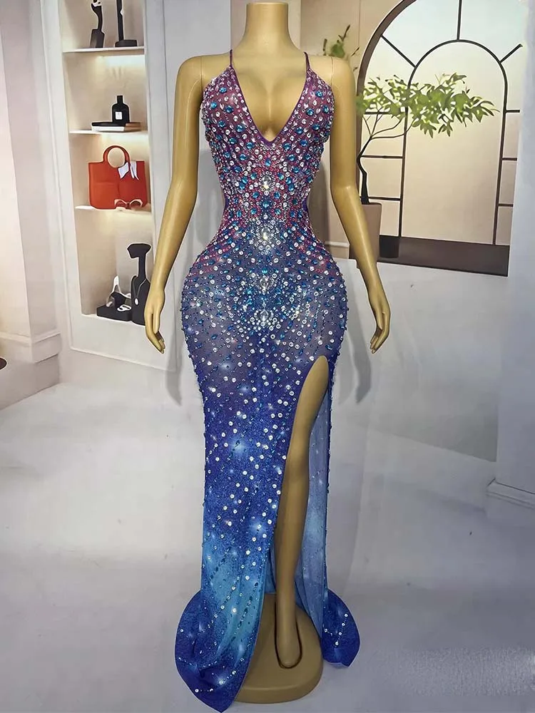 Hochwertiges, heißprägenes, sexy Straps-V-Ausschnitt, rückenfreies Kleid, 2025, neue Mode, individuelle Damenbekleidung