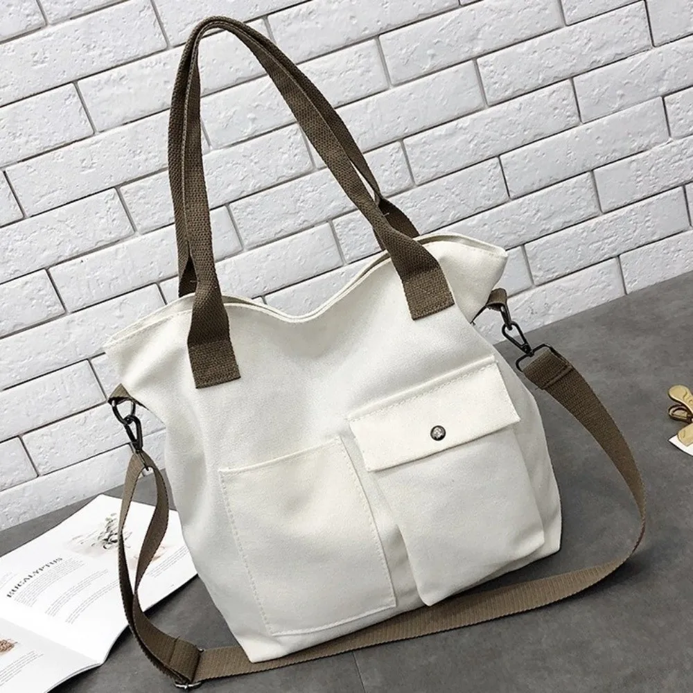 New Canvas Memorial Black Handbag Large Capacity Black Shoulder Bag Tote Bag Women's