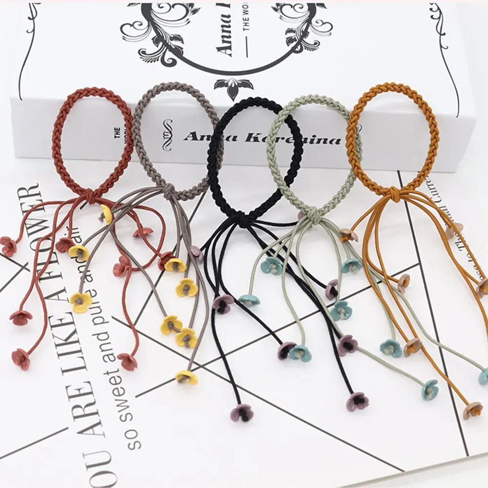 Handmade Girls Elastic Flower Ribbon Women Hair Accessories Hair Ties Rubber Band Hair Ropes