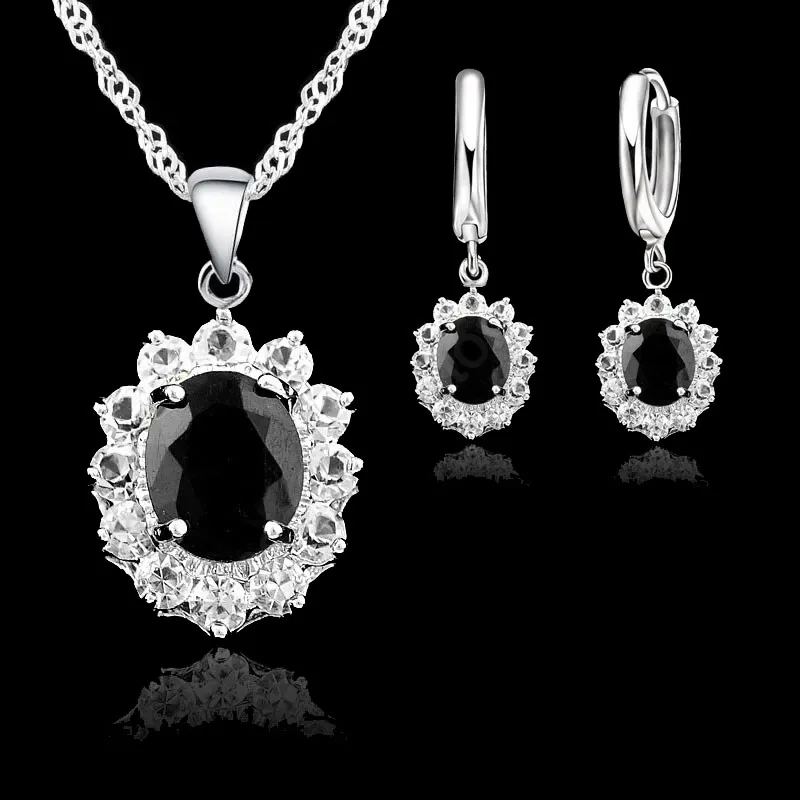

Elegant Princess Wedding Engagement Necklace Earrings Jewelry Sets 925 Sterling Silver Color Cubic Zirconia Crystal Gifts