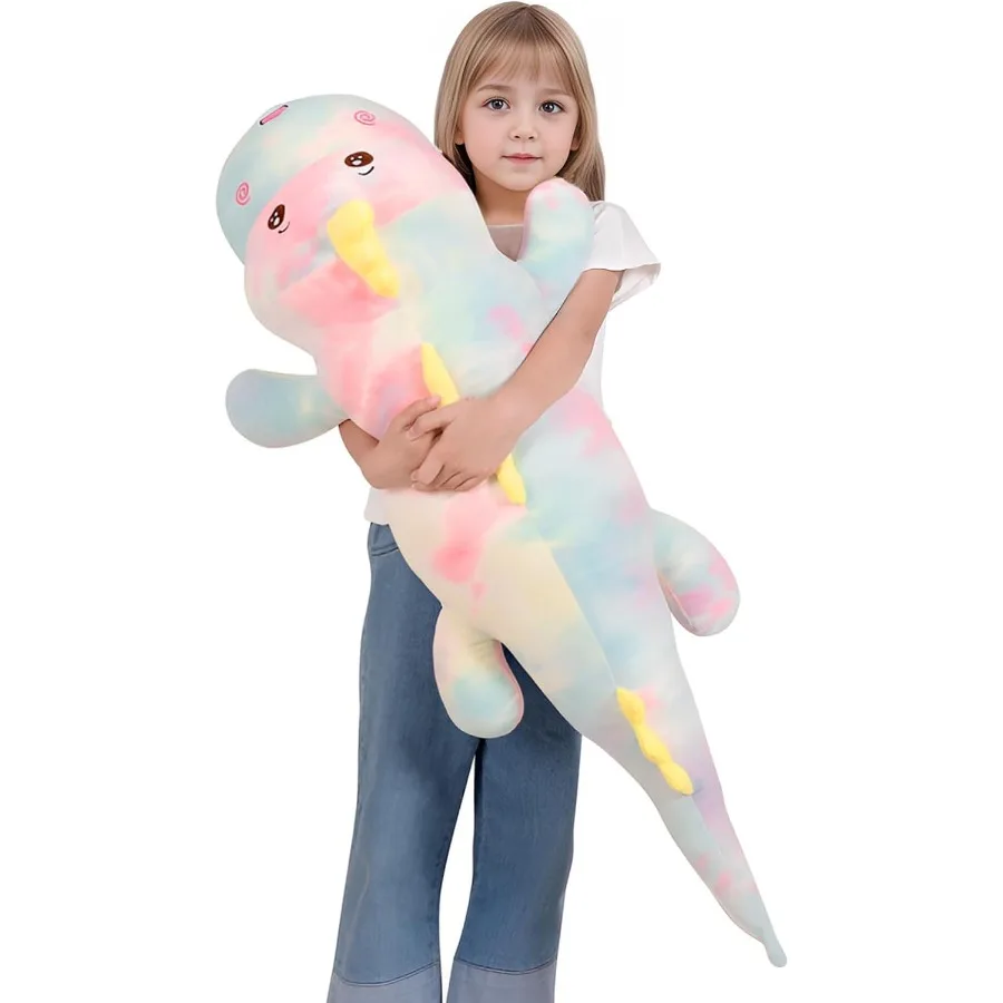 32inch Giant Colorful Dinosaurs Plush Toys Body Pillow Cute Dinosaur Stuffed Animals Doll Soft Big Dinosaur Plushies Gift for B