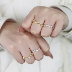 Stylish 5A CZ Wave Band Ring for Women, Micro Paved with Cubic Zirconia for Engagement or Wedding