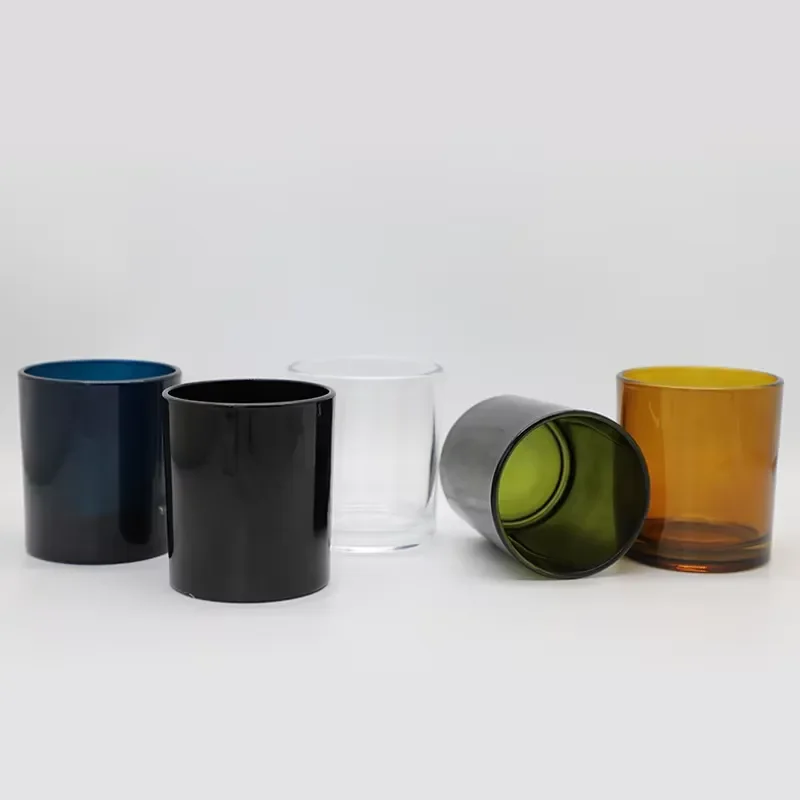 430ml 14oz Round Glass Candle Jar Black Clear Blue Amber Green Luxury Custom Indoor Candle Holder