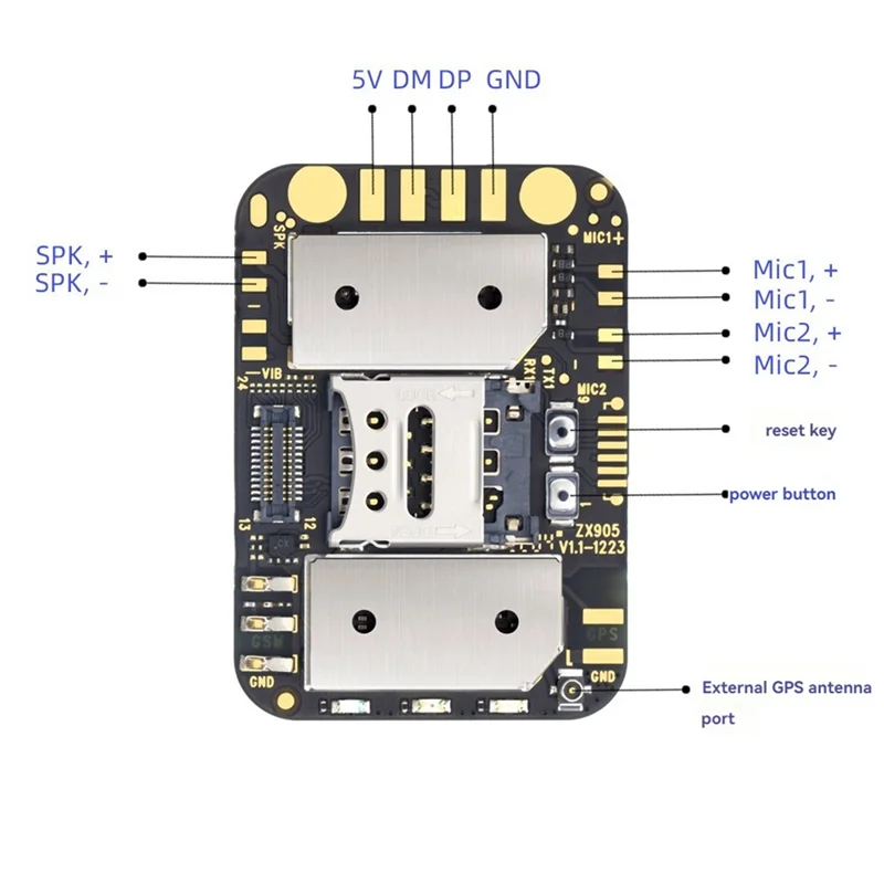 SQPP-ZX905 Мини GPS трекер 4G чип-модуль LTE CAT-1 отслеживание PCBA GPS модуль плата анти-потерянный GPS трек монитор для автомобиля