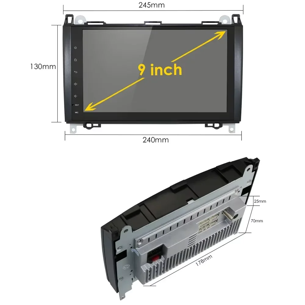 راديو سيارة أندرويد لمرسيدس بنز ، 4G Navi ، GPS ، مشغل وسائط متعددة لـ B200 ، W906 ، سبرينتر ، W639 ، فيتو ، AB Class ، W169 ، W245 ، فيانو