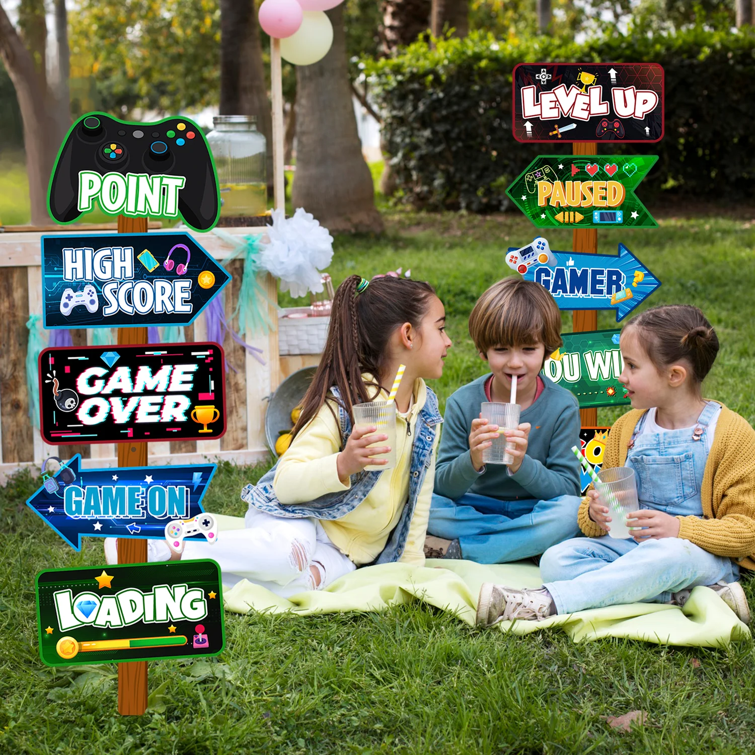 Video Game Party Sign, 20 Pcs Video Game Welcome Signs, Video Game Yard , for Video Game Birthday & Video Game Party Decorations