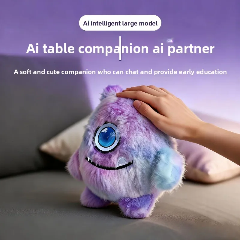 Ai early education intelligent voice conversation plush children's toys led eyes emotional companion doll robot electronic pet