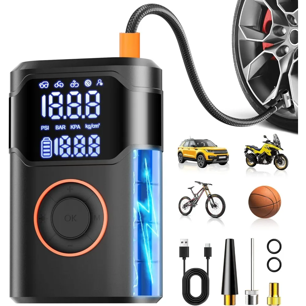 

Tire Inflator Portable Air Compressor-150PSI Cordless Tire Air Pump, 5X Faster with Digital Gauge, Auto-Off & LED Light,Air Pump