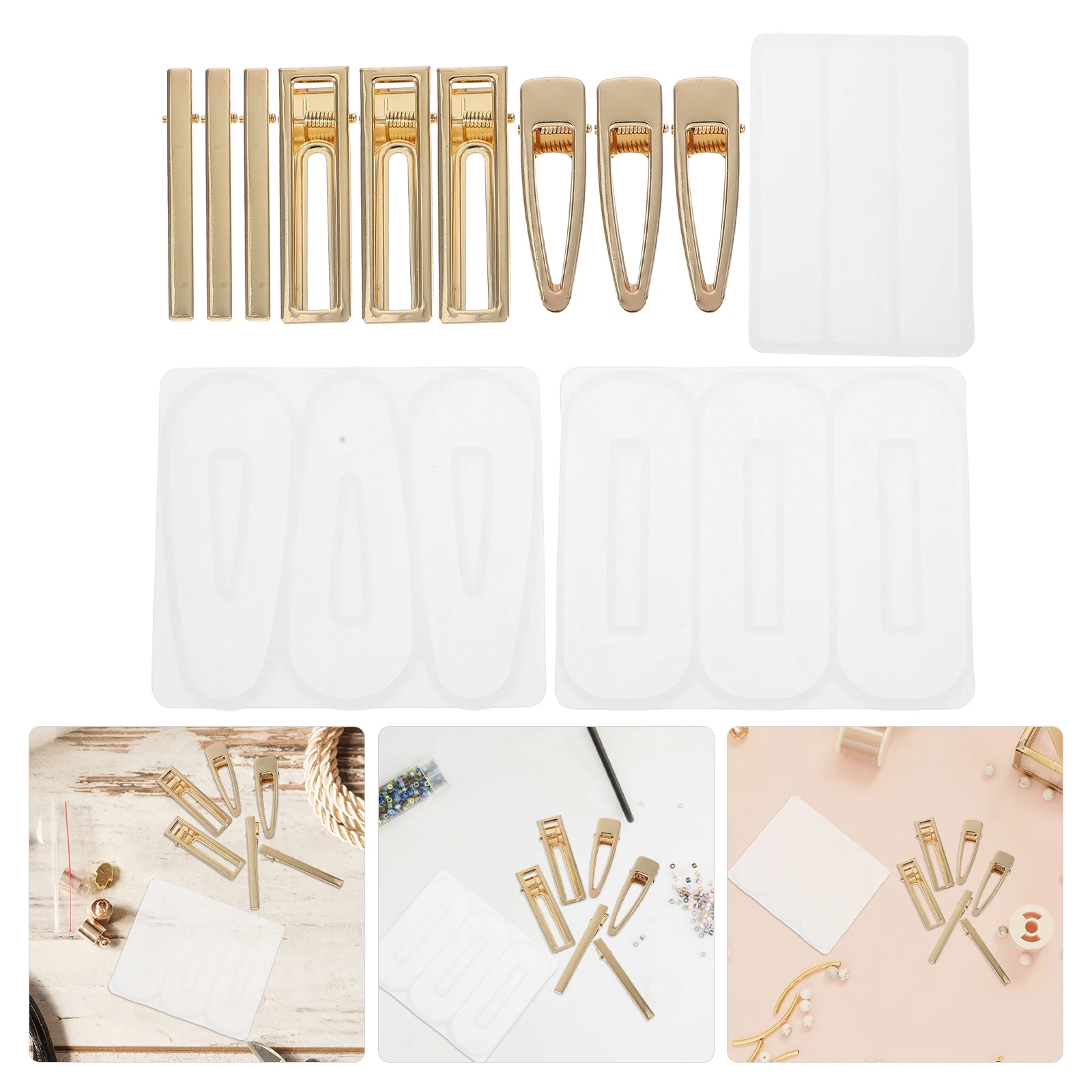 

12pcs Hairpin Mold Set Stylish Silicone Casting Molds for DIY Headwear Accessories Jewelry Making Kits Reusable