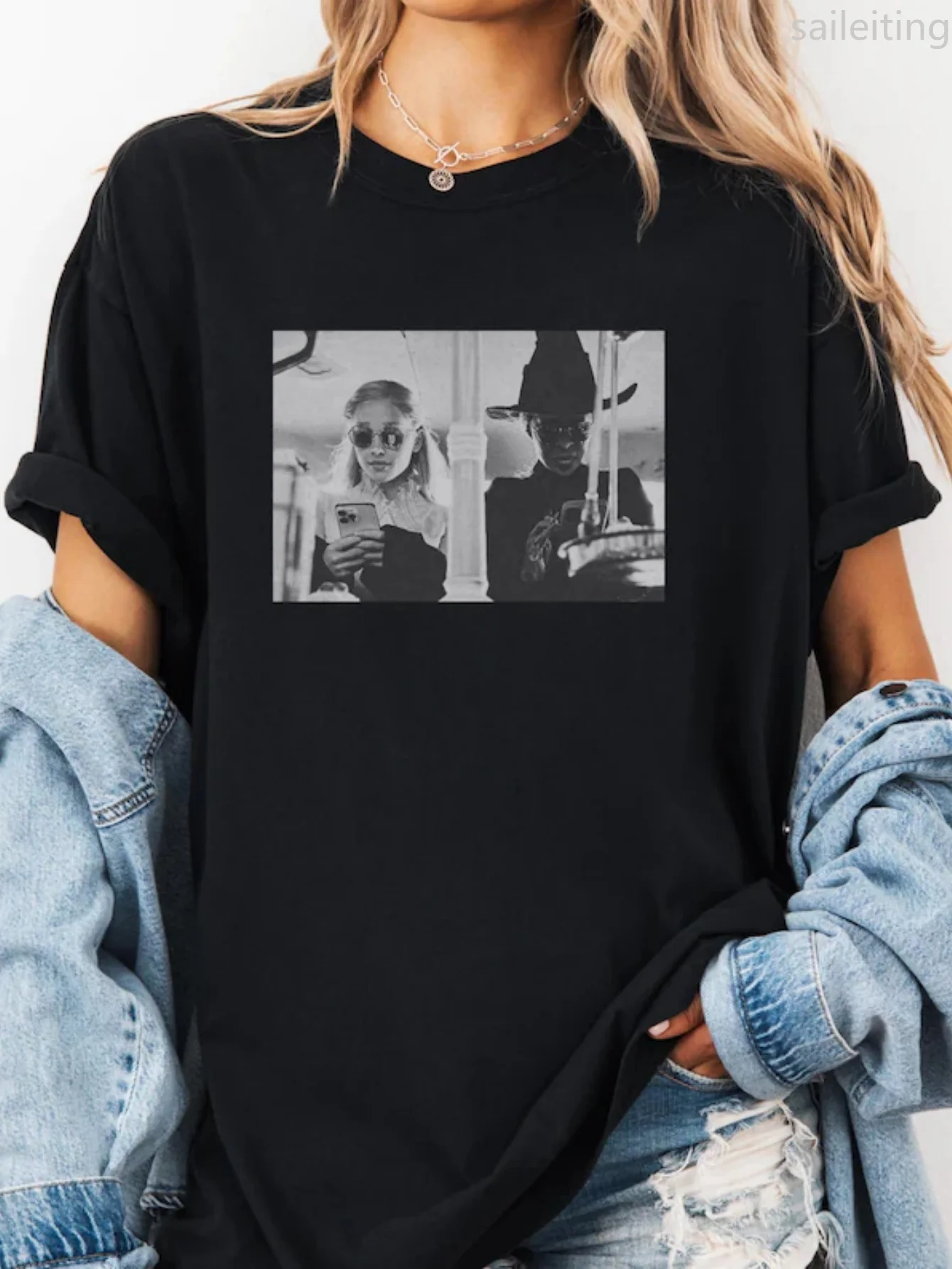 WomenS Casual Crew Neck T-Shirt with Vintage Movie Poster Print Fit Sleeve Womens Harajuku Short Sleeve Casual Clothing Street
