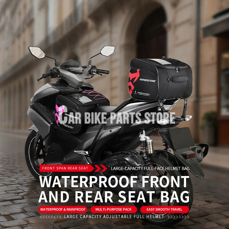 25L Waterproof Motorcycle Rear Seat Bag Luggage Scooter Front Rack Bag Multifunctional Shoulder Helmet Bag Commuting Traveling
