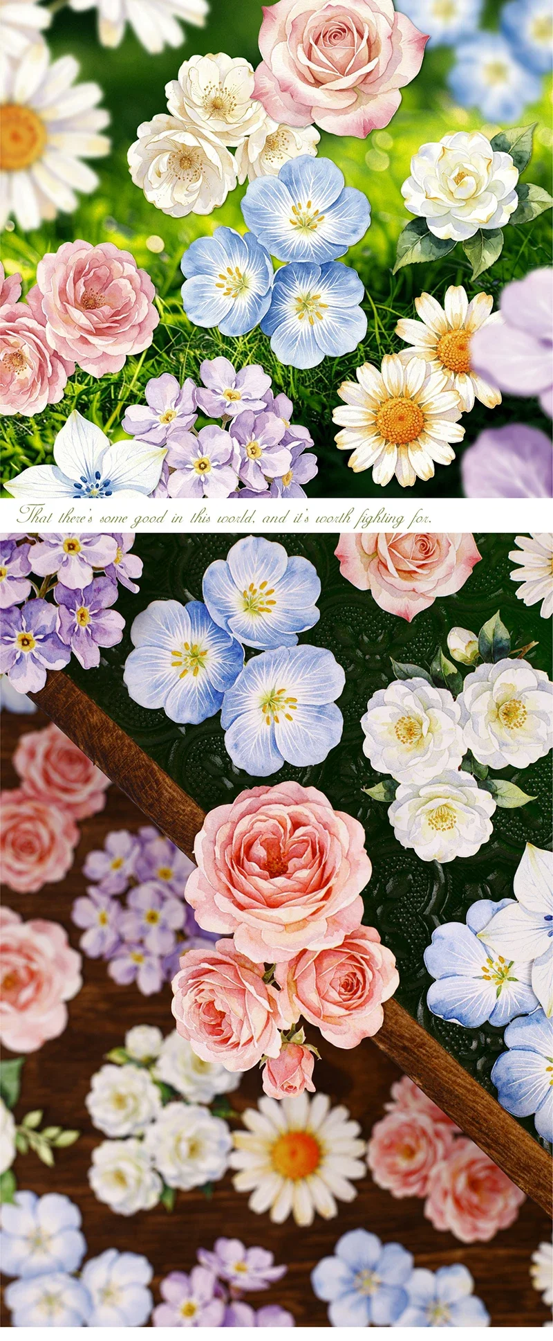JIANWU Vintage Flower Bloom Landscape Material Collage Scrapbooking Sticker Creative DIY Journal Stationery