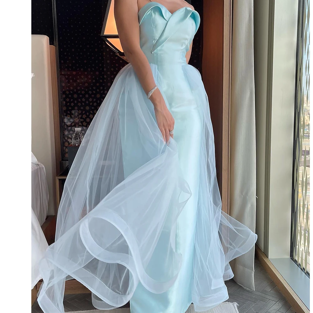 

Customized Classic Pleat Sweetheart Floor Length Evening Dress A-Line Satin Sleeveless Sweep Train Draped Vestidos Para Mujer