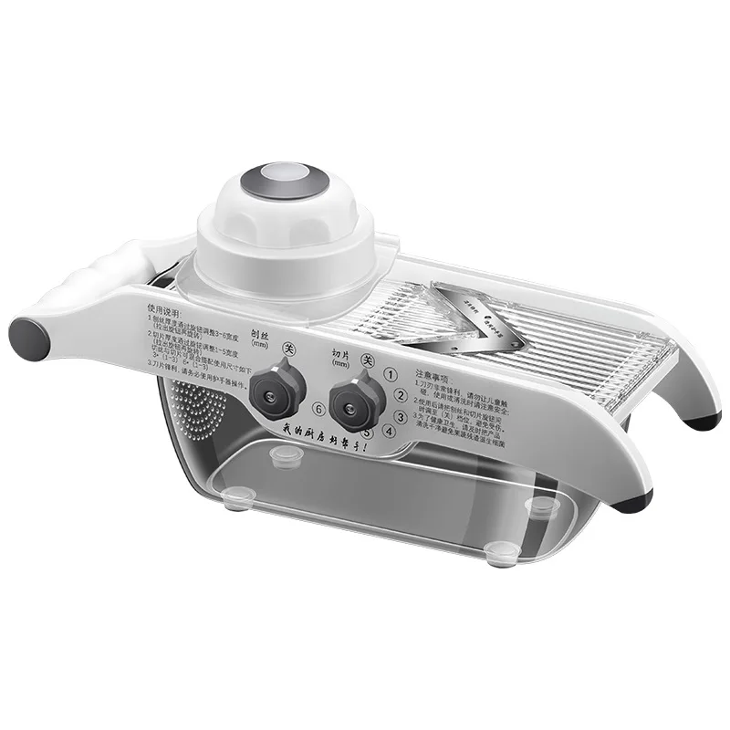 Adjustable Manual Vegetable Fruit Slicer Multifunctional Food Cutter with Storage Container for Home Kitchen
