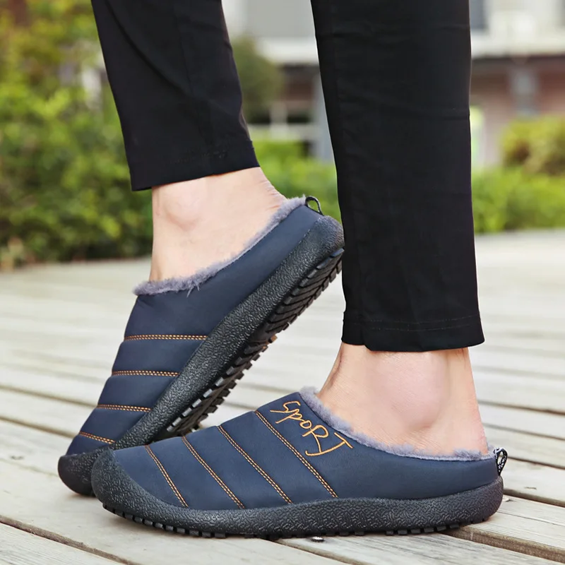 Slippers Female Platform Fur Slides Increase   Shoes Woman House Slippers Indoor couple Large indoor and outdoor  man Large si