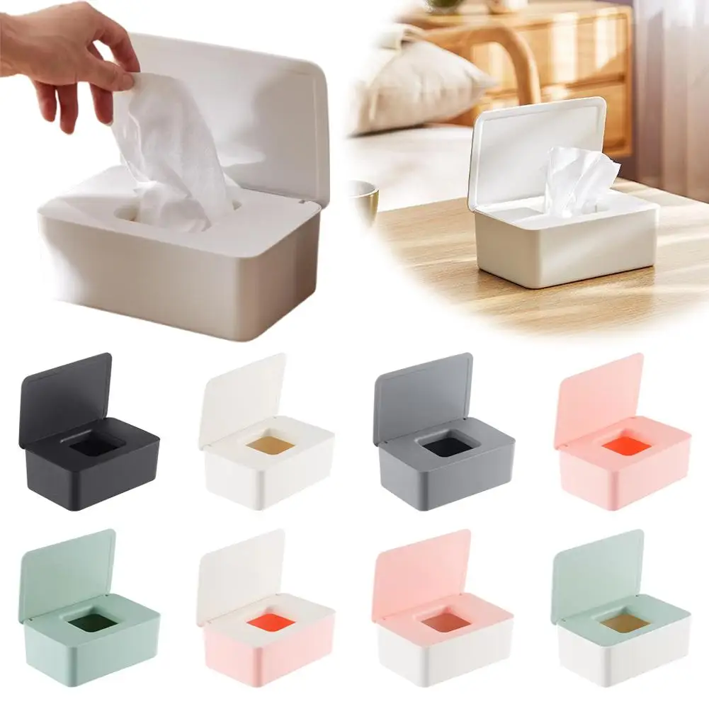 Neue Kunststoff-Taschentuchbox, Feuchttuchhalter, Abdeckung für Feuchttücher, Papier-Taschentuch-Aufbewahrungsbox, Papiertuchspender, Servietten-Organizer für Zuhause – Detail 2