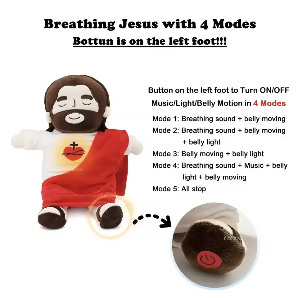 Boneka Yesus Bernapas yang Menenangkan untuk Anak-Anak, Boneka Yesus Lembut yang Menenangkan, Mainan Yesus yang Menyentuh Hati, Hadiah Paskah Natal