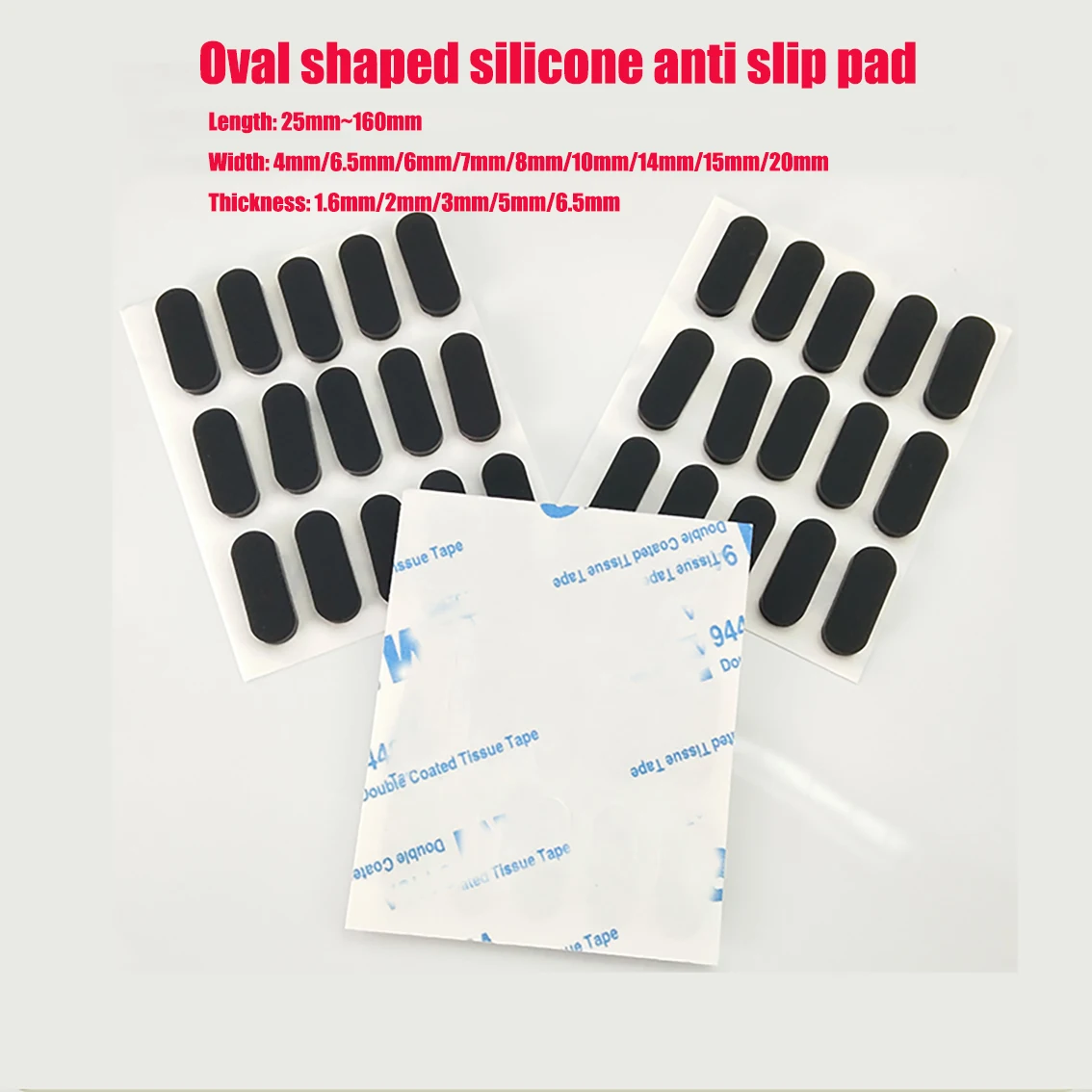 4-16Pcs Anti-slip Self Adhesive Silicone Rubber Oval Mat Cabinet Equipment Feet Pad Floor Protectors Width 4-20mm Thicknes 3mm