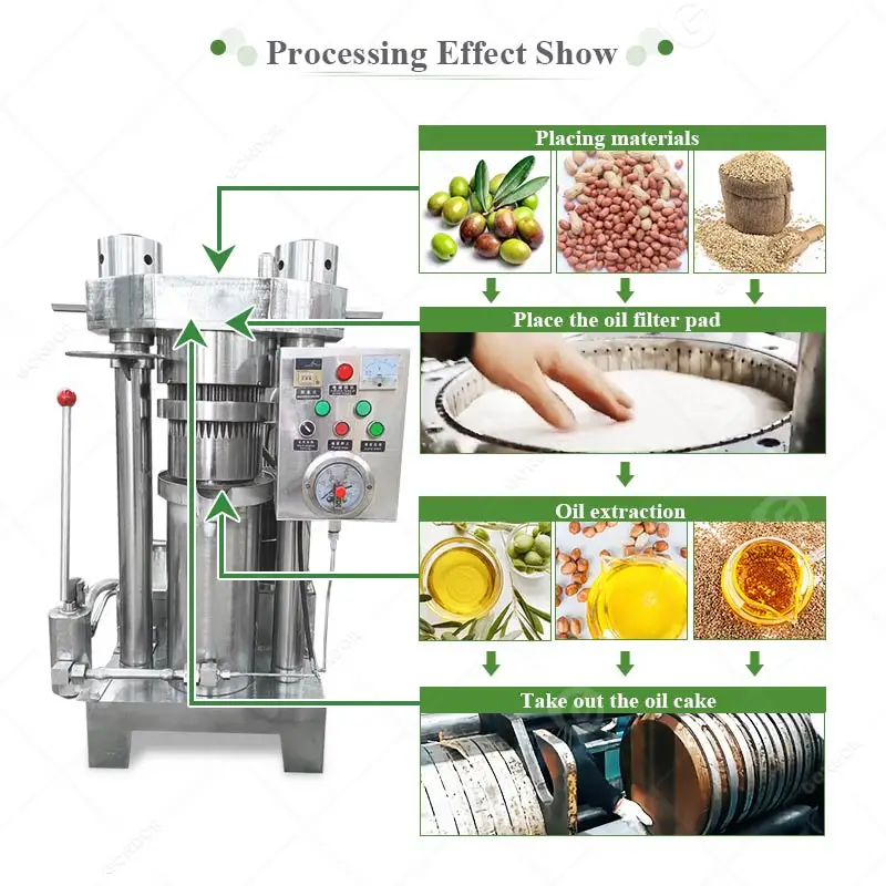 Hydraulic Cold Press Cocoa Butter Sesame Seed Coconut Olive Avocado Oil Process Pressing Extraction Machine