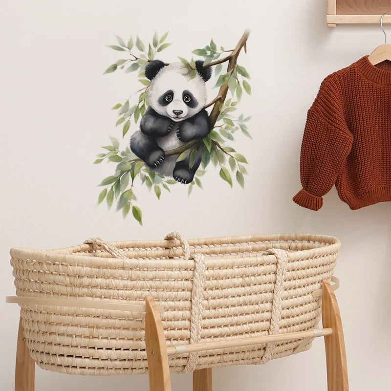 Cartoon Bamboo Panda Wall Stickers For Children Room Home Decor Living Room Panda Mural Decal Bedroom Animal Decorative Sticker