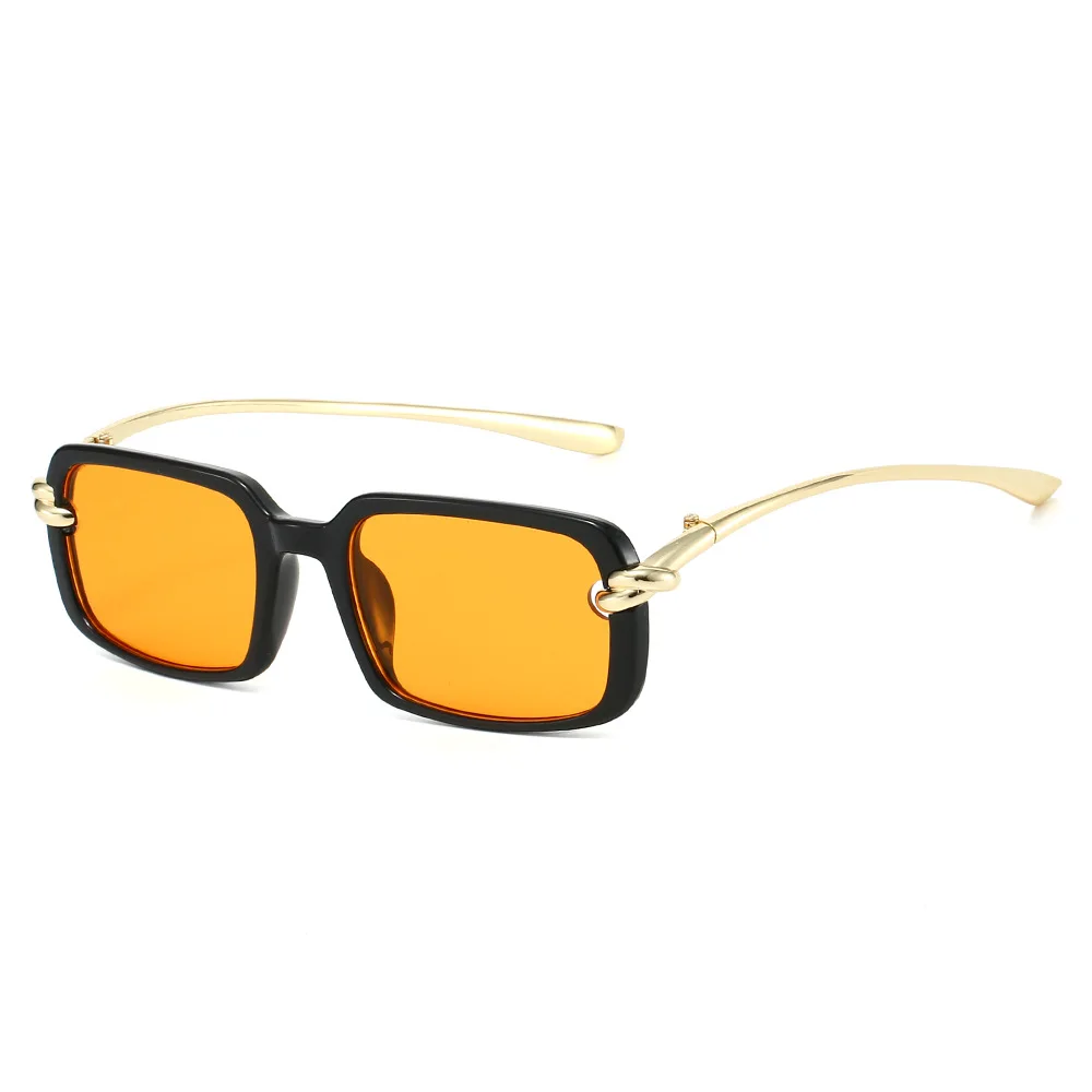 2026 New Trendy Retro Square Glasses | Gold Knot Detail & Metal Temples | Y2K Edgy-Girly Style