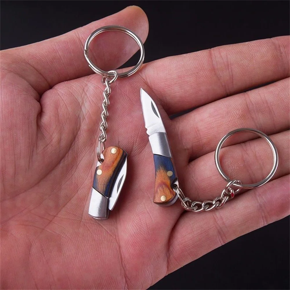 Mini llavero de cuchillo de bolsillo, cortador compacto de acero inoxidable, cuchillo de bolsillo para acampar, herramienta de Unboxing portátil, colgante para exteriores