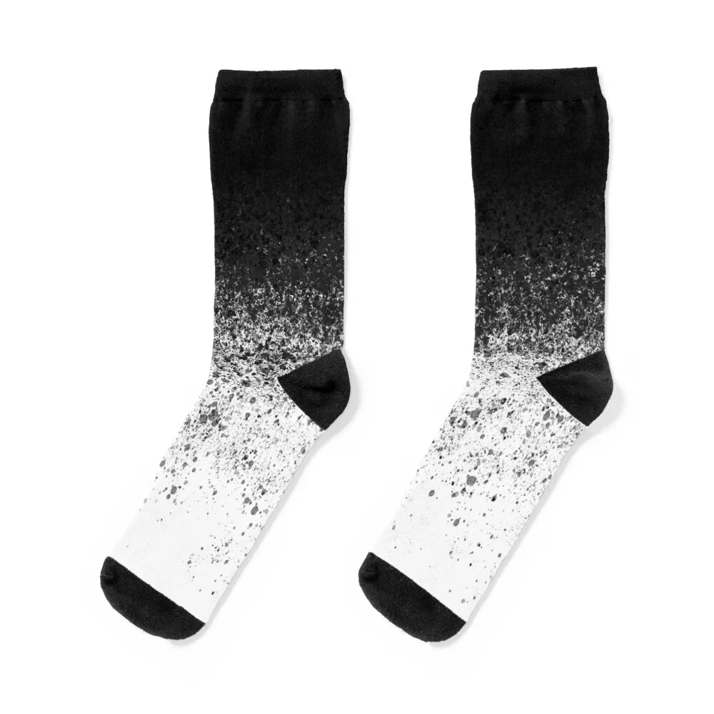 black and white fading paint drops - sprayed color dots Socks