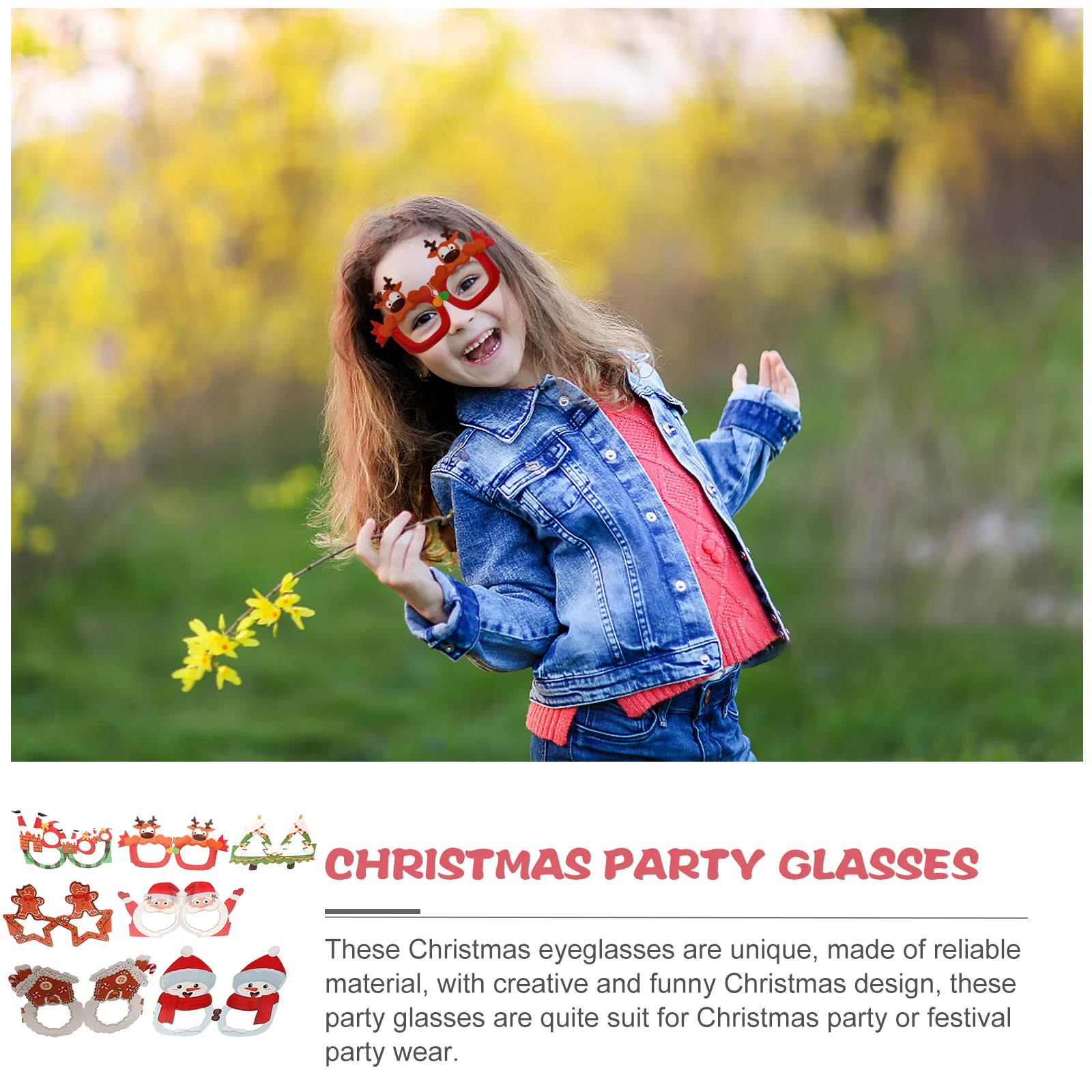 

8 Pcs Christmas Photo Glasses Bright Eyeglasses Props Masquerade Chritmas Paper Holiday Decorations