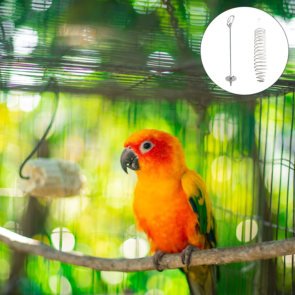 

2Pcs Bird Feeding Set Stainless Steel Parrot Fruit Fork Fruit Holder Vegetable Stick Food Hanging Holder for Bird Cage