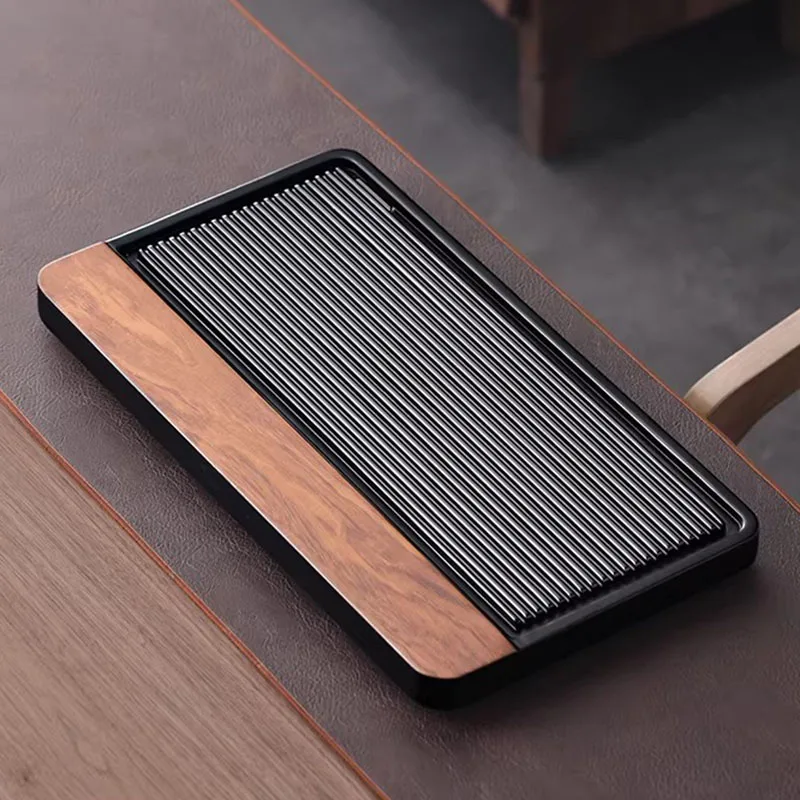 Hospitality Coasters Tea Tray Serving Decorative Accessories Wooden Tea Tray Rectangle Drainage Bandeja Madera Home Products