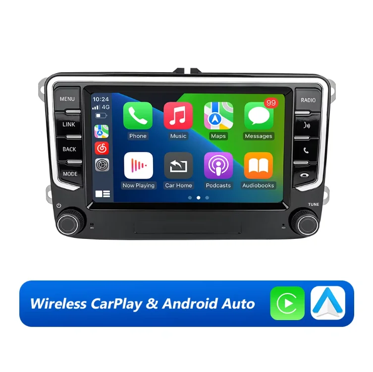 7 inch touchscreen autoradio draadloze CarPlay Android Auto voor VW Passat Golf Jetta Polo Seat Skoda GPS BT Multimedia