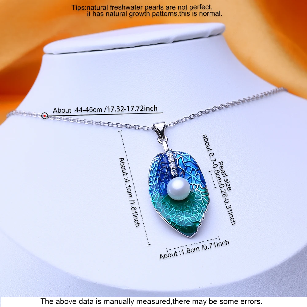 FENASY Bridal Jewelry Sets 925 Sterling Silver Stud Earrings Natural Pearl Leaf Pendant Necklaces Party Rings For Women