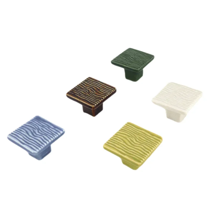 Modern Small Wood Grain Ceramic Door Knobs Furniture Drawer Handles Kitchen Cabinet Wardrobe Pulls Home Decoration Hardware